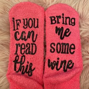 Fuzzy Slipper Socks-“If you can read this bring me some wine”